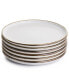 Flat, Raised Rim, Gold-Tone Trim Alejandro 6 Piece Stoneware Salad Plate Set, Service for 6