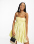 ASOS DESIGN cotton pleat bust babydoll mini sundress in lemon