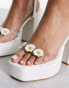 Daisy Street Exclusive daisy platform heeled sandals in white