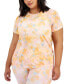 Plus Size Dreamy Bubble-Print Birdseye Mesh Top, Created for Macy's