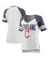 Women's Heathered Gray and Navy Cleveland Indians Team Goal Line Raglan V-Neck T-shirt