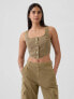 Structured Twill Cropped Corset Tank