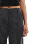 Kaiia flared trousers in grey pinstripe