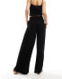 ASOS DESIGN shirred waist wide leg trouser in black