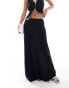 ASOS DESIGN linen blend contrast maxi skirt in black co ord