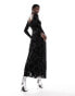 ONLY jacquard floral maxi dress in black