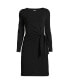 Plus Size Boatneck Long Sleeve Tie Waist Dress