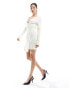 Edited tie waist knitted mini dress in cream