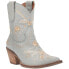 Dingo Primrose Embroidered Floral Snip Toe Cowboy Booties Womens Grey Casual Boo