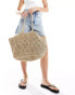 ASOS DESIGN straw hand crochet tote bag in mixed weave