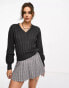 Object knitted rib v neck jumper in dark grey