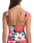 La Blanca Over The Shoulder Front Knot Tankini Top, Multi//in Full Bloom, 10