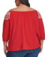 Plus Size Off-The-Shoulder Embroidered Top