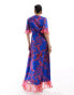 Hope & Ivy wrap maxi dress in blue based floral print