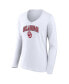 Women's White Oklahoma Sooners Evergreen Campus Long Sleeve V-Neck T-shirt