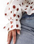 ASOS DESIGN Curve puff sleeve square neck blouse in spot print