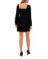 Women's Velvet Smocked Bodice Long Sleeve Dress