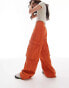 Topshop high waist oversized straight leg pocket cargo trouser in orange