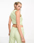 Kyo The Brand tailored waistcoat 3-piece co-ord in light green pinstripe