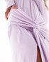 ASOS DESIGN high neck long sleeve drape detail maxi dress in lilac