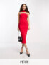 Vesper Petite halterneck zip back midi dress in red