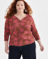 Style & Co Plus Size Printed Cotton Henley Top, Created for