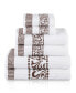 Athens Cotton with Greek Scroll and Floral Pattern Assorted, 6 Piece Bath Towel Set