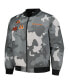 Men's and Women's Gray Distressed Cincinnati Bengals Camo Bomber Jacket