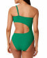 Bar III VIVID GREEN Micro Rib One-Shoulder Cutout One-Piece Swimsuit US Medium