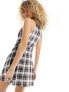 ASOS DESIGN mini halter shirt dress in blue check