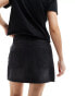 COLLUSION denim cut off mini skirt in washed black