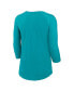 Women's Aqua Miami Dolphins Raglan 3/4 Sleeve T-Shirt