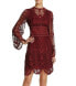 Laundry by Shelli Segal 155918 Women's Bell Sleeves Lace Dress Garnet Size 10