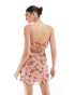 ASOS DESIGN corset bias mini dress with lace insert in vintage pink floral print