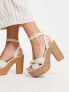 South Beach straw chunky heel sandal in cream