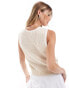 Mango knitted sleeveless cropped top in white