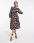 Vero Moda Petite Exclusive floral midi dress with ballon sleeve in floral print