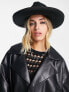 ASOS DESIGN structured wide brim fedora hat in black with trim detail