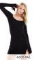 ASOS DESIGN Tall knitted mini dress with scoop neck and tie detail in black