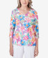 Women's Paradise Island Floral Butterfly Pleated Ruffle Top