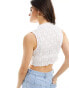 Bershka high neck lace top in white