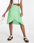 Pieces wrap midi sarong skirt in green