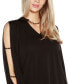 Black Label Women’s Split-Sleeve Chain-Neck Keyhole Top