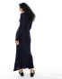 ASOS DESIGN knitted maxi skirt with frill and seam detail co-ord in navy