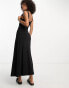 ASOS DESIGN sleeveless midi dress with buttons and tie detail in black