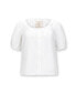 Women's Bubble Sleeve Button Front Relaxed Linen Top