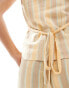 Mango square neck pastel stripe waistcoat co-ord in yellow