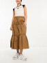 Basic Pleasure Mode solstice tiered maxi skirt in chocolate