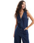 ASOS DESIGN sleeveless denim loose jumpsuit in rinse wash