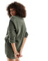 New Look textured long sleeve shirt in khaki